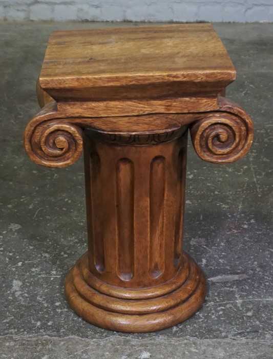 Antique Style Hardwood Pedestal Stand, Having A Fluted Column and Scroll Decoration, 51cm high, 37cm - Image 2 of 4