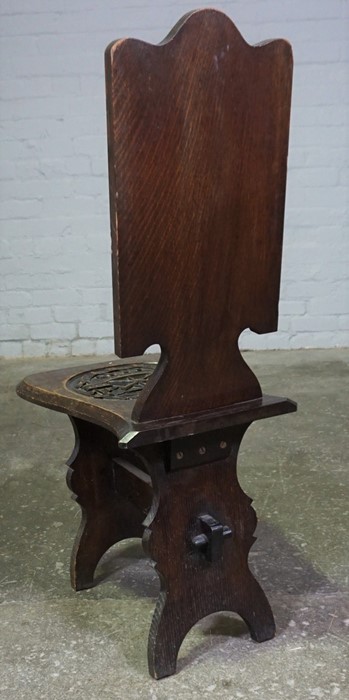 Carved Oak Hall Chair, circa 19th century, The Back Rest is carved with Griffins, Armorial Carved - Image 4 of 5