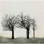 Sandra Vick (British, B.1968), Trees Study VI, acrylic on canvas, initials lower right, framed