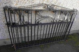 Pair of Painted Iron Outside Gates, 116cm high, 172cm wide, (2)