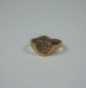 9ct Gold and Diamond Ring, Set with a small Diamond stone, Stamped 375, Gross weight 6 Grams, Size