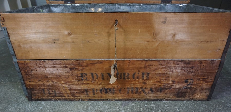 Antique Pine Travel Chest, Having a Hinged top enclosing a Tin lined interior, 54cm high, 101cm - Image 2 of 3