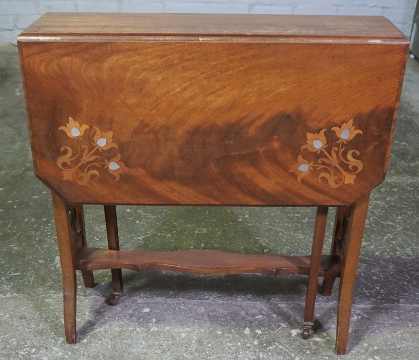 Mahogany Sutherland Table, circa early 20th century, Decorated with Art Nouveau style inlaid - Image 10 of 10