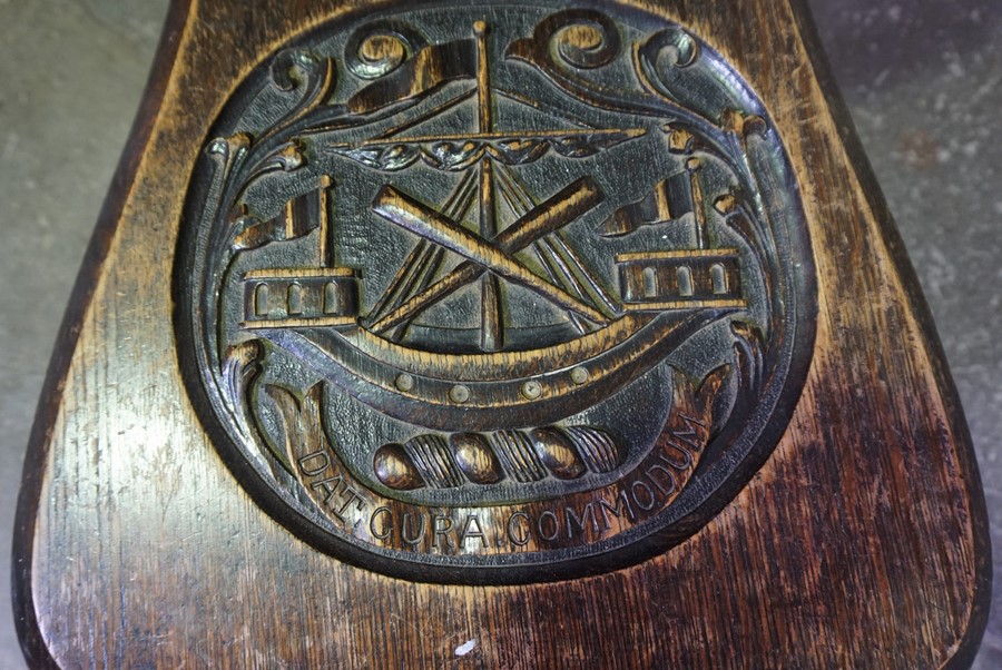 Carved Oak Hall Chair, circa 19th century, The Back Rest is carved with Griffins, Armorial Carved - Image 3 of 5