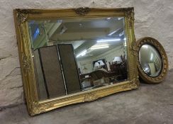 Gilt Framed Wall Mirror, 78cm high, 108cm wide, Also with a Convex Wall Mirror, (2)