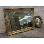 Gilt Framed Wall Mirror, 78cm high, 108cm wide, Also with a Convex Wall Mirror, (2)