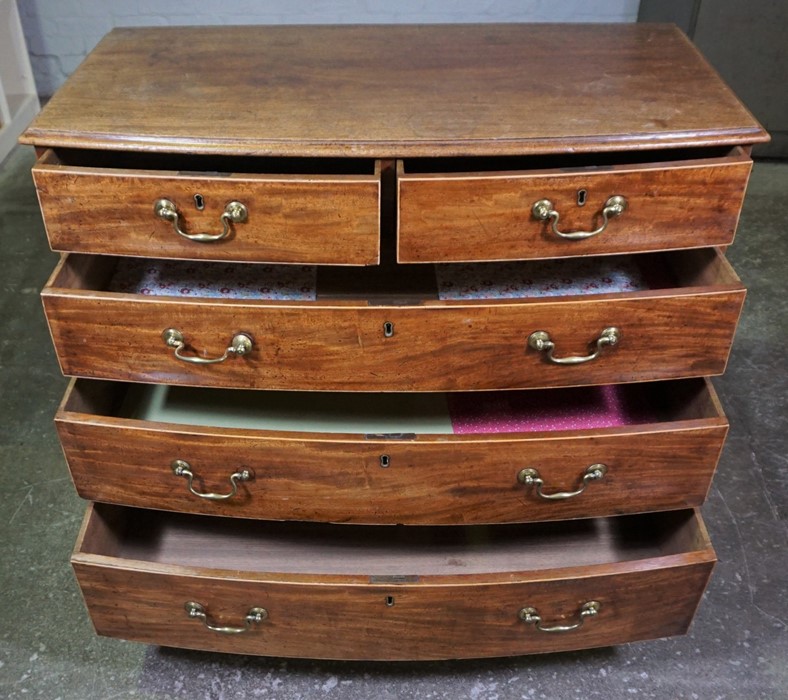 George III Mahogany Chest of Drawers, Having two small Drawers above three long Drawers, Raised on - Image 2 of 8