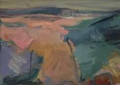 Lida Hatrick M.A.(Hons) M.Sc.(British, B.1948), Lammermuir Landscape, oil on board, initials to