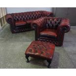 Chesterfield Club Style Ox Blood Lounge Suite, Comprising of a three seater Sofa, Pair of