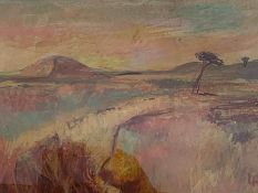 Lida Hatrick M.A.(Hons) M.Sc. (British, B.1948), Herriot Dyke - Greenlaw Moor, oil & oil pastel on