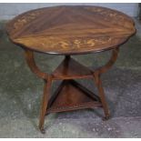 Rosewood Inlaid Window Table, circa late 19th century, The Triangular Shaped Table Having Folding