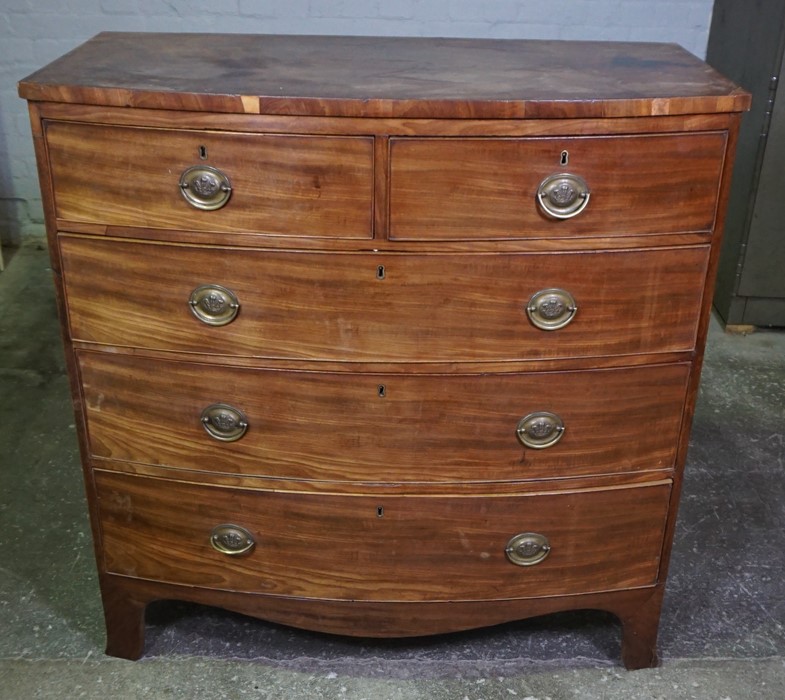 Georgian Mahogany Chest of Drawers, Having two small Drawers above three long Drawers, Raised on