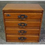 Stained Wood Collectors Chest, circa early 20th century, Having four Drawers enclosing a Velvet