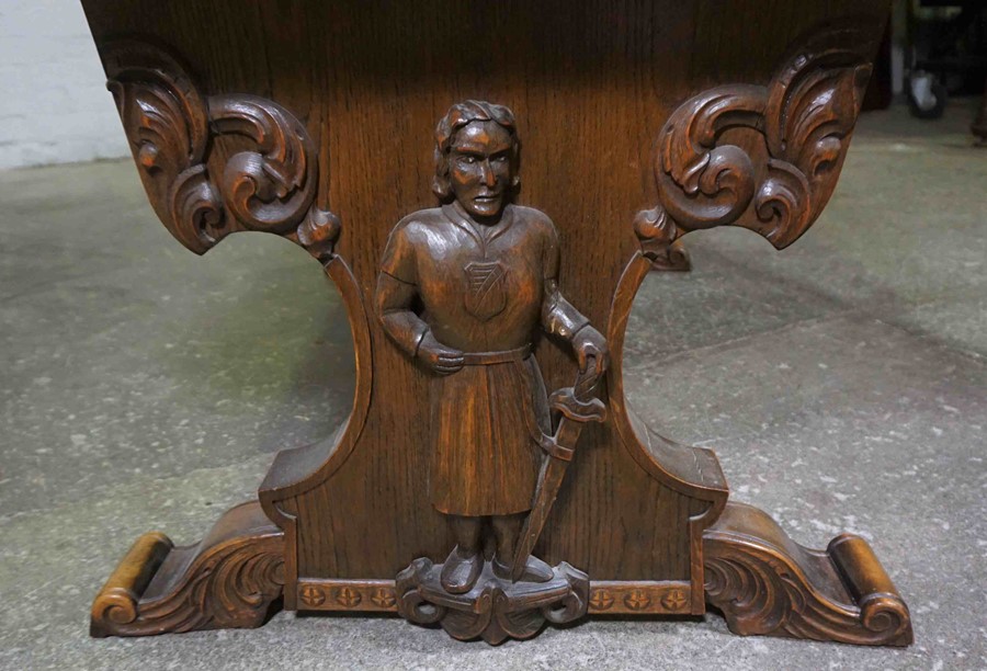 Dutch Oak Library Table, Having two Drawers, Decorated with Appliques, Modelled as a 16th century - Image 4 of 5