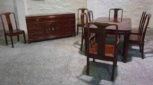 Chinese Style Hardwood Dining Room Suite, Comprising of a Dining Table with one Additional Leave,