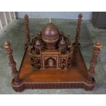 Large Inlaid Hardwood Model of the Taj Mahal, (20th century) 80cm high, Raised on a Table Base,