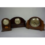 Two Vintage Cased Mantel Clocks, Cased in Walnut and Mahogany, Also with an Edwardian Mahogany Clock