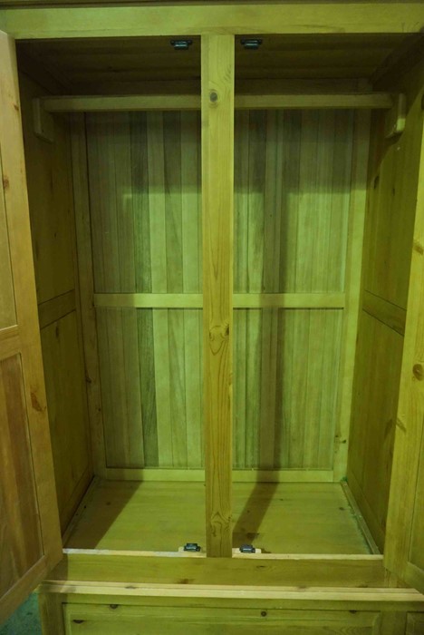 Pine Wardrobe, Having three Doors above two Drawers, 203cm high, 162cm wide, 57cm deep - Image 2 of 4