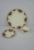 Quantity of Royal Albert Old Country Roses Tea and Dinner Wares, 28 pieces, Also with a set of six