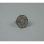 9ct White Gold and Diamond Ladies Ring, Set with small Diamond chips, Stamped 375, Gross weight 4.