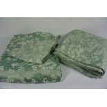 Four Matching Fabric Curtains, Decorated with Floral panels on a Pale Green ground, Drop 211cm,