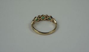 9ct Gold Emerald and Diamond Ladies Ring, Set with three Emeralds, Measuring approximately 2