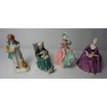 Four Royal Doulton Figures, Comprising of "Childhood Days" Same some for Me, HN 2959, "Charlotte" HN