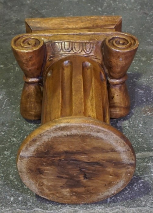 Antique Style Hardwood Pedestal Stand, Having A Fluted Column and Scroll Decoration, 51cm high, 37cm - Image 4 of 4