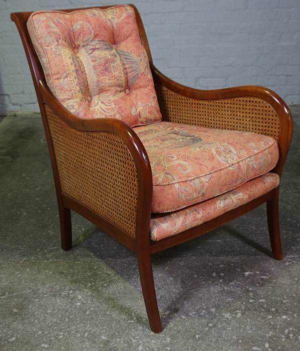 Pair of Bergere Armchairs, 87cm high, Also with a Mahogany Nest of Three Tables, (5) - Image 2 of 4