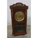 Two Vintage Wall Clocks, Cased in Stained Wood, 69cm, 85cm high, (2)