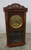 Two Vintage Wall Clocks, Cased in Stained Wood, 69cm, 85cm high, (2)