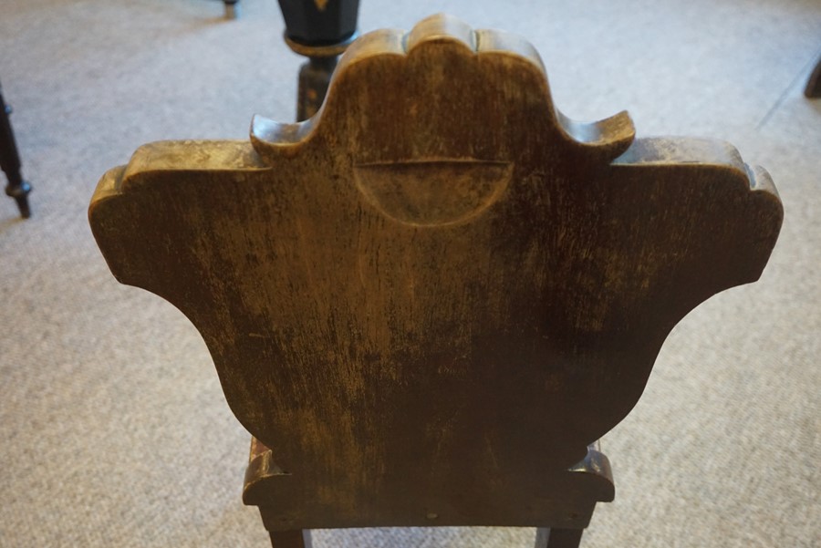 Pair of Victorian Mahogany Hall Chairs, Having a Carved Back Rest, Decorated with Scrolls and a - Image 4 of 6