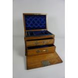 Walnut Jewellery Box, circa late 19th / early 20th century, Having a Hinged top enclosing a Velvet