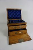 Walnut Jewellery Box, circa late 19th / early 20th century, Having a Hinged top enclosing a Velvet