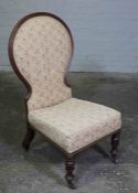 Victorian Mahogany Ladies Parlour Armchair, Having a Spoon shaped Back rest, Upholstered in later