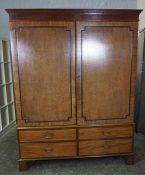 Gillows Style Mahogany Linen Press / Wardrobe, circa 19th century, Having two Doors, Decorated