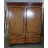 Gillows Style Mahogany Linen Press / Wardrobe, circa 19th century, Having two Doors, Decorated