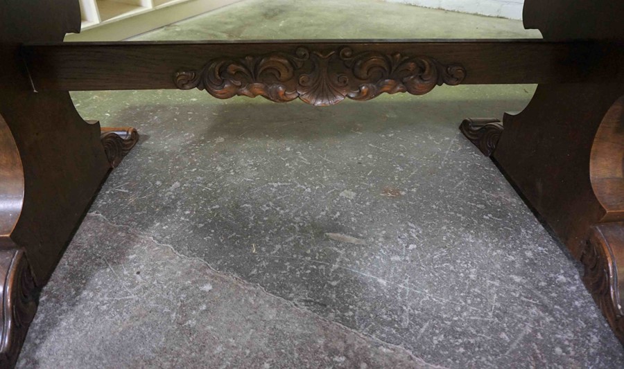 Dutch Oak Library Table, Having two Drawers, Decorated with Appliques, Modelled as a 16th century - Image 3 of 5