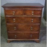 Queen Anne Revival Oak Chest of Drawers, Having two small Drawers above three long Drawers, Raised