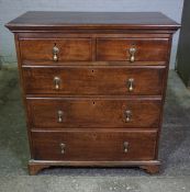 Queen Anne Revival Oak Chest of Drawers, Having two small Drawers above three long Drawers, Raised