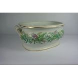 Victorian Pottery Footbath, Decorated with Floral Sprays, Cracked, 22cm high, 55cm wide