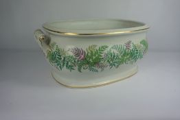 Victorian Pottery Footbath, Decorated with Floral Sprays, Cracked, 22cm high, 55cm wide