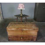 Antique Pine Travel Chest, Having a Hinged top enclosing a Tin lined interior, 54cm high, 101cm