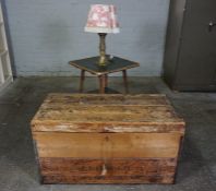 Antique Pine Travel Chest, Having a Hinged top enclosing a Tin lined interior, 54cm high, 101cm