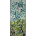 Ken Cowins (British, B.1955), Summer Blossom, triptych acrylic on glass, signed to lower right,