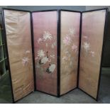 Japanese Style Dressing Screen, Having four Sections, Decorated with Silk lined Panels, 170cm