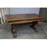 Dutch Oak Library Table, Having two Drawers, Decorated with Appliques, Modelled as a 16th century