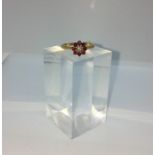 18ct Gold Ruby and Diamond Cluster Ring, Set with a small Diamond, Flanked with 8 small Rubies,