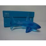 Lalique Atlantis Blue Glass Figure of a Shark, 13.5cm long, With Original Fitted BoxCondition