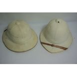 "Comfortease" Two Pith Helmets, Made in London, Internal Dimensions 11cm x 19.5cm, (2)